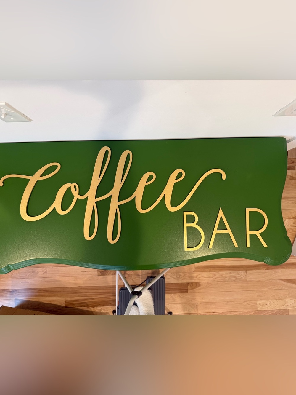 Custom Wooden “Coffee Bar” Sign – Gold Script Wall Décor ☕✨